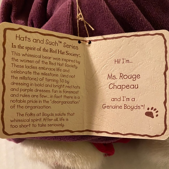 Preowned BOYDS - The Head Bean Collection - "Ms Rouge Chapeau" - Picture 7 of 9